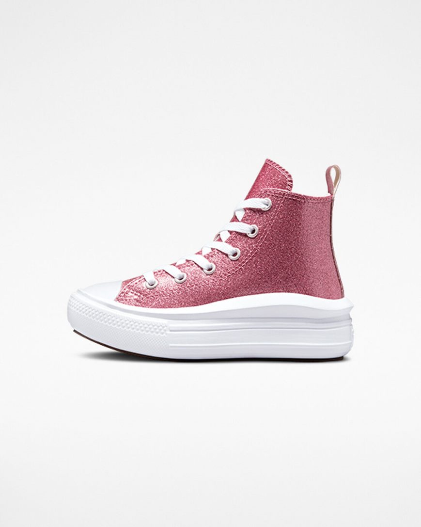 Girls' Converse Chuck Taylor All Star Move Glitter High Top Platform Shoes Pink / Purple / White | AU 36480G